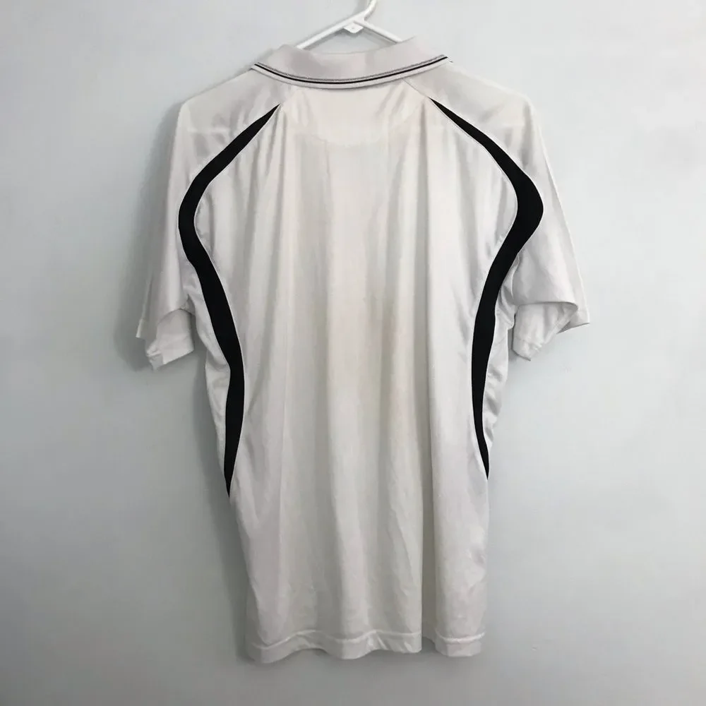 Givova Mens Sz L White Collared Zip Polo Shirt Short Sleeve White/Black